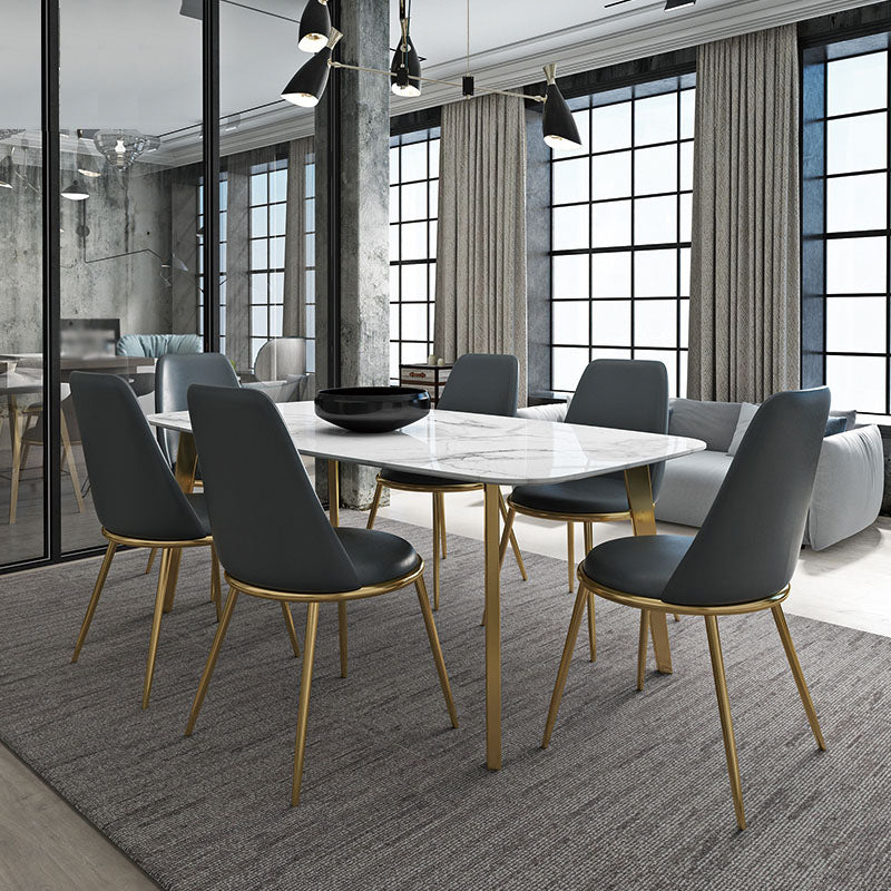 Silla sin brazos de comedor de metal Glam, silla lateral de comedor tapizada para uso doméstico
