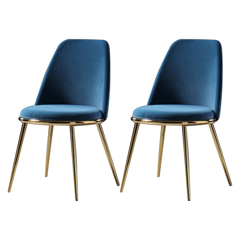 Silla sin brazos de comedor de metal Glam, silla lateral de comedor tapizada para uso doméstico