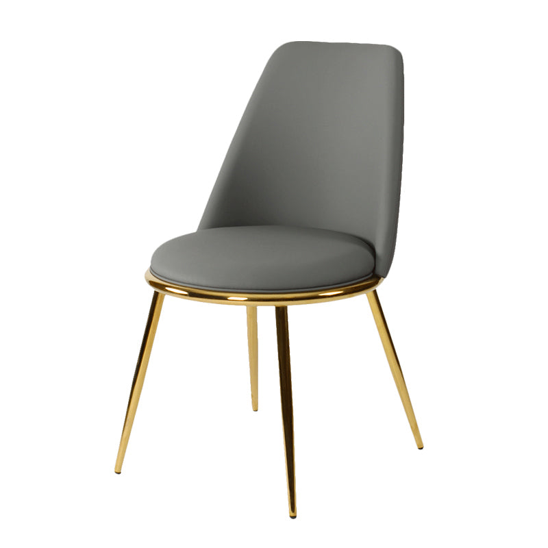 Silla sin brazos de comedor de metal Glam, silla lateral de comedor tapizada para uso doméstico