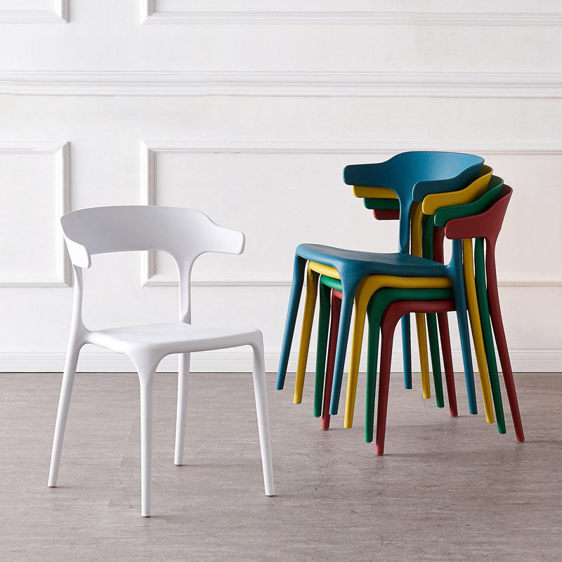 Silla contemporánea con respaldo abierto, sillas laterales sin brazos de comedor de plástico