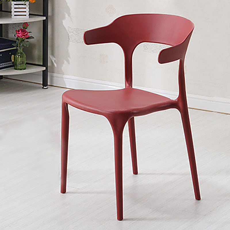 Silla contemporánea con respaldo abierto, sillas laterales sin brazos de comedor de plástico