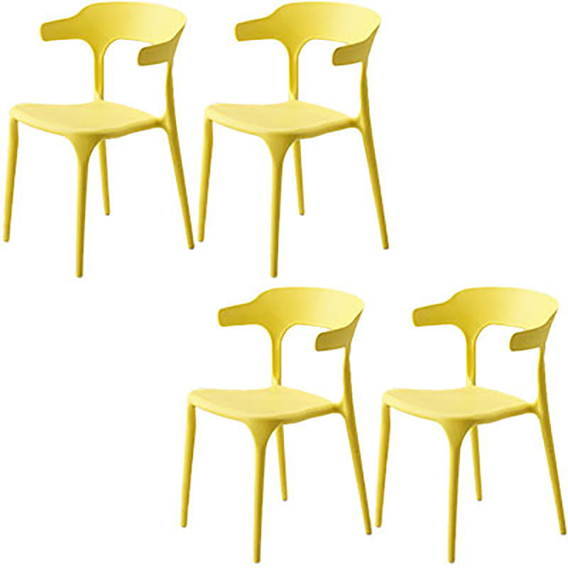 Silla contemporánea con respaldo abierto, sillas laterales sin brazos de comedor de plástico
