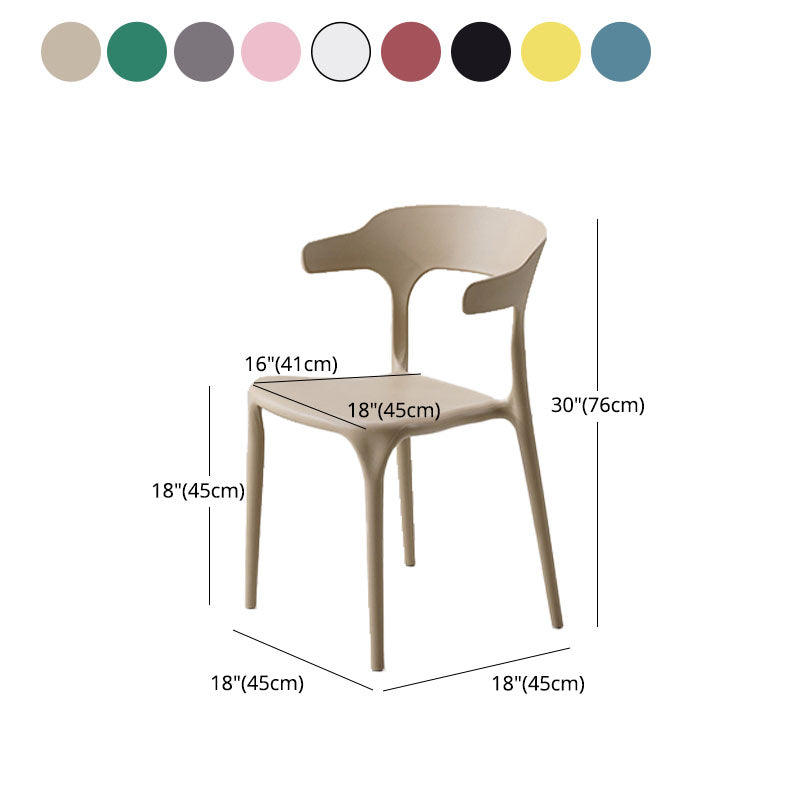 Silla contemporánea con respaldo abierto, sillas laterales sin brazos de comedor de plástico