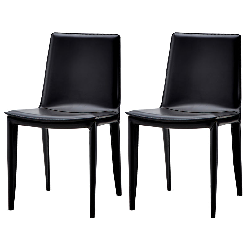 Silla de comedor sin brazos de cuero moderno, sillas de comedor de metal para uso en restaurantes