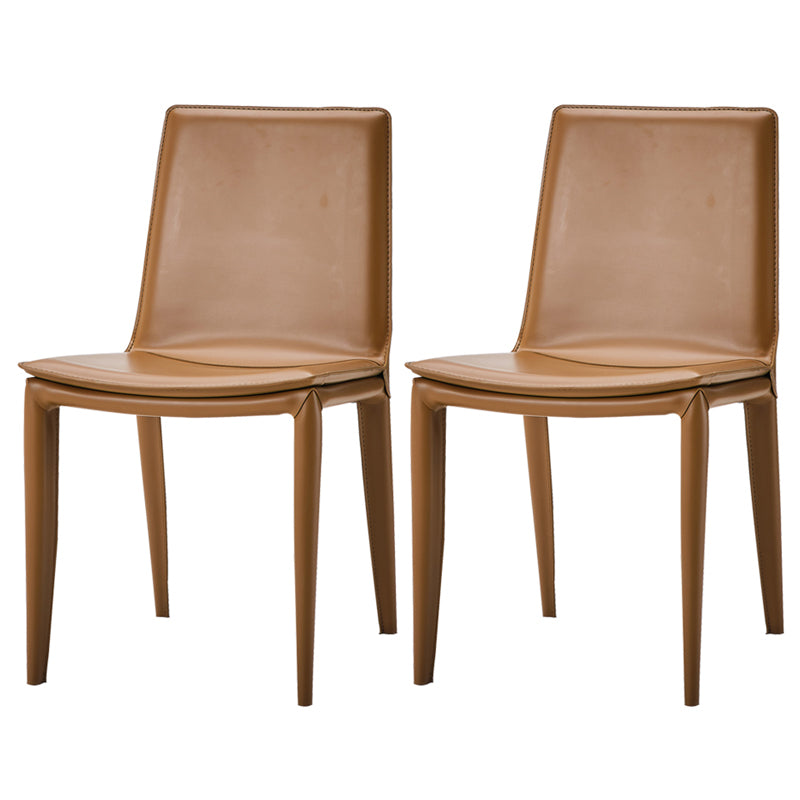 Silla de comedor sin brazos de cuero moderno, sillas de comedor de metal para uso en restaurantes