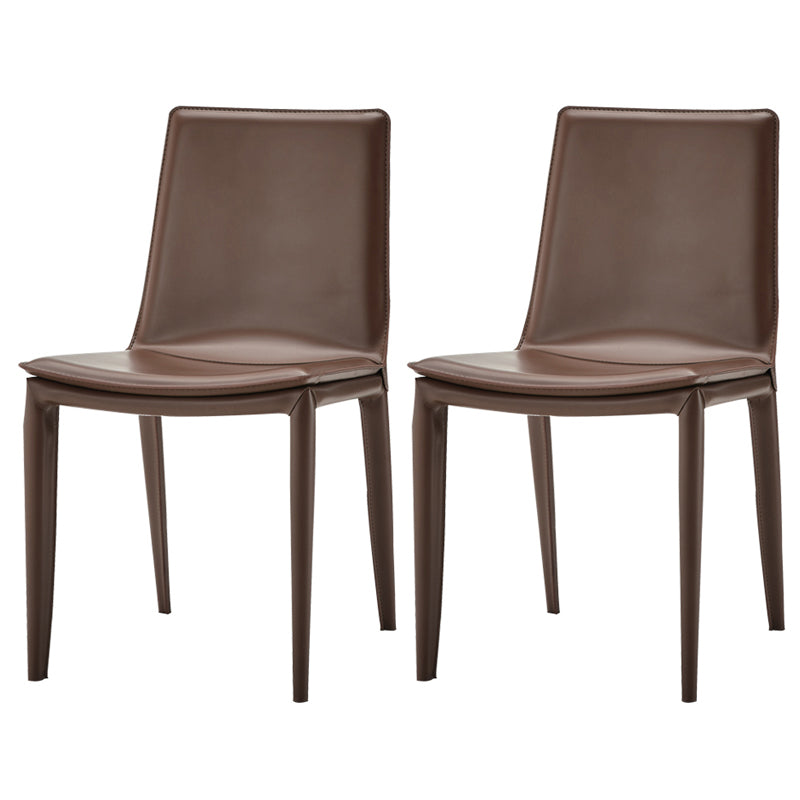 Silla de comedor sin brazos de cuero moderno, sillas de comedor de metal para uso en restaurantes