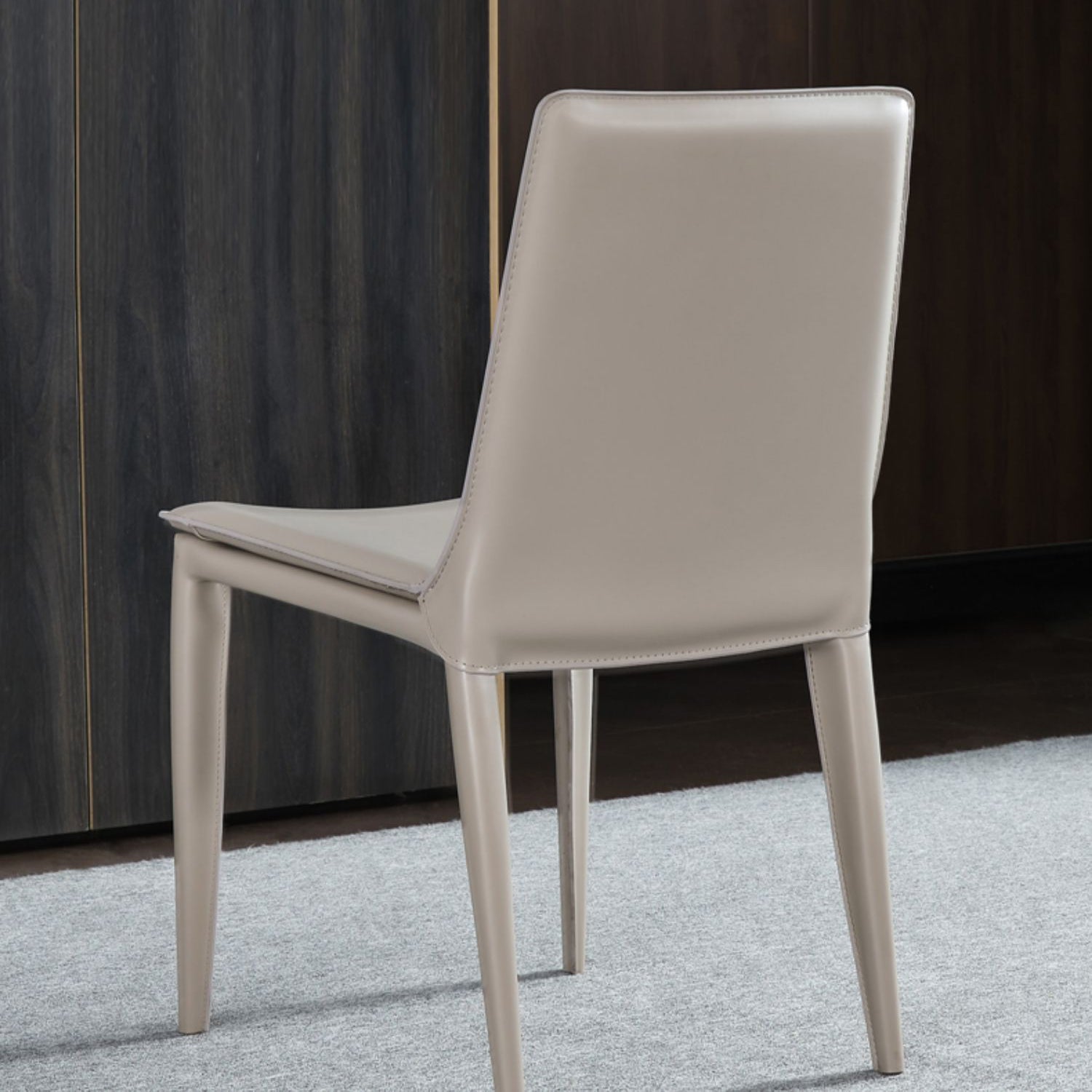 Silla de comedor sin brazos de cuero moderno, sillas de comedor de metal para uso en restaurantes