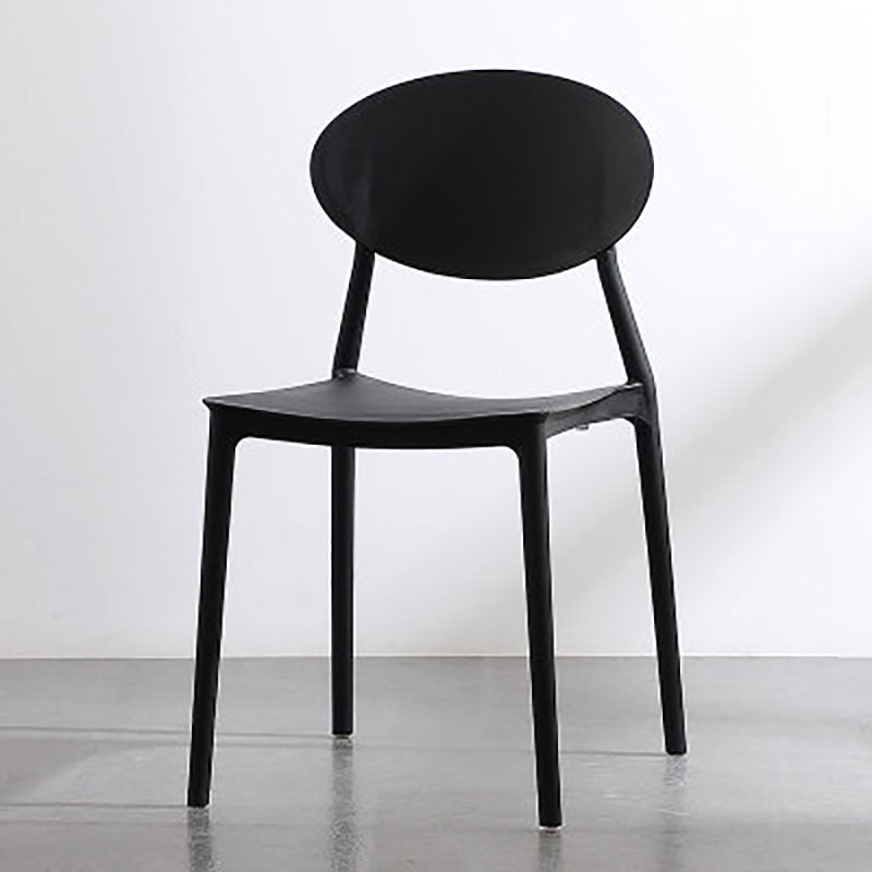 Silla contemporánea con respaldo abierto, silla lateral sin brazos con patas de plástico