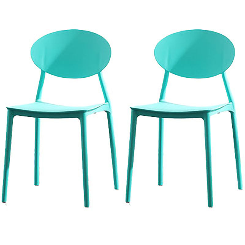Silla contemporánea con respaldo abierto, silla lateral sin brazos con patas de plástico