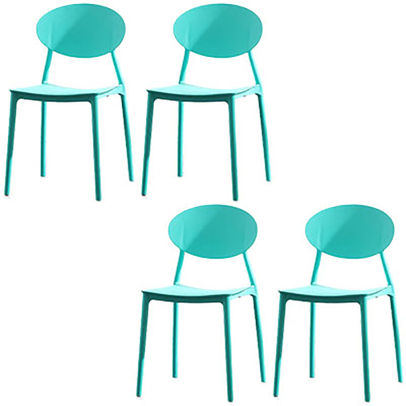 Silla contemporánea con respaldo abierto, silla lateral sin brazos con patas de plástico