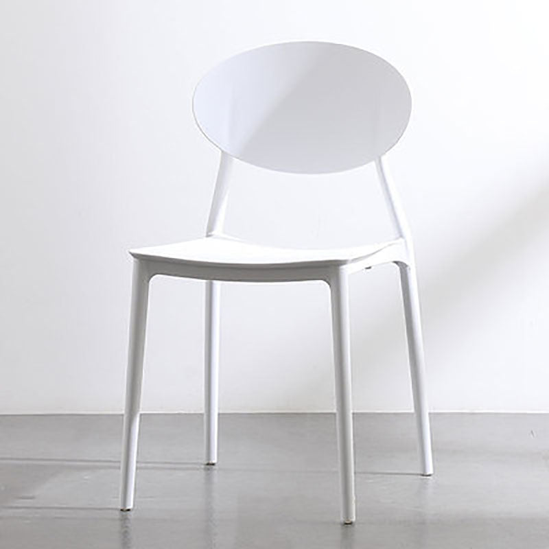 Silla contemporánea con respaldo abierto, silla lateral sin brazos con patas de plástico