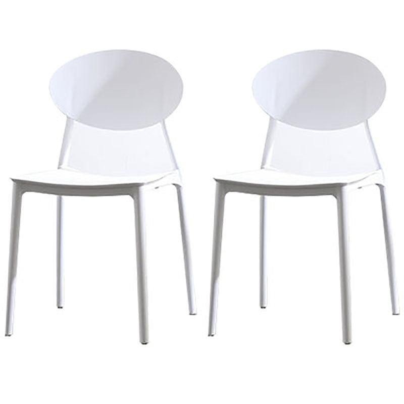 Silla contemporánea con respaldo abierto, silla lateral sin brazos con patas de plástico