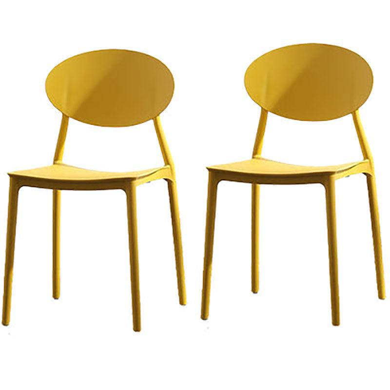 Silla contemporánea con respaldo abierto, silla lateral sin brazos con patas de plástico