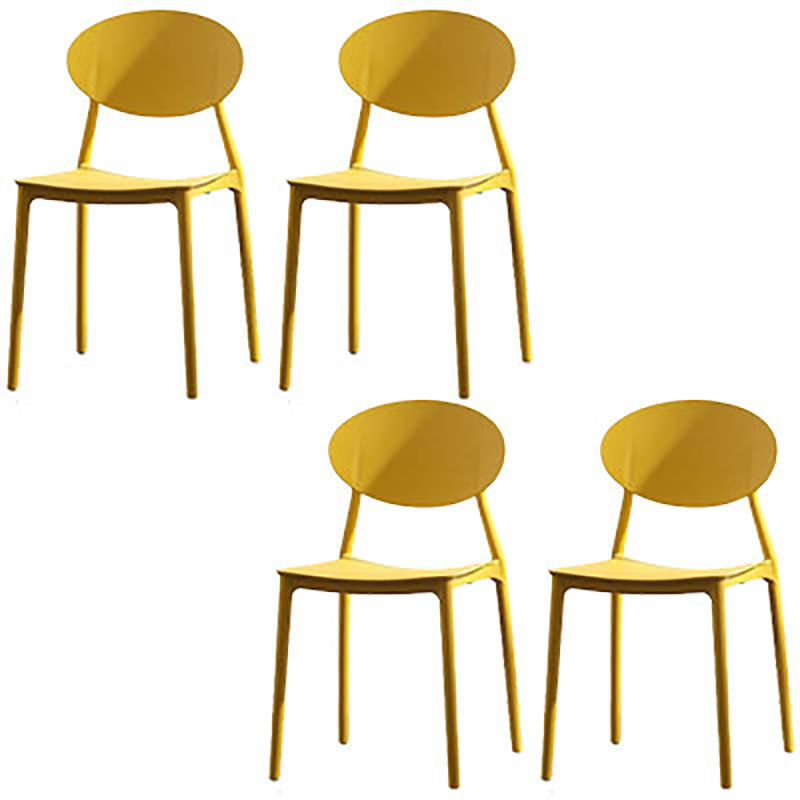 Silla contemporánea con respaldo abierto, silla lateral sin brazos con patas de plástico
