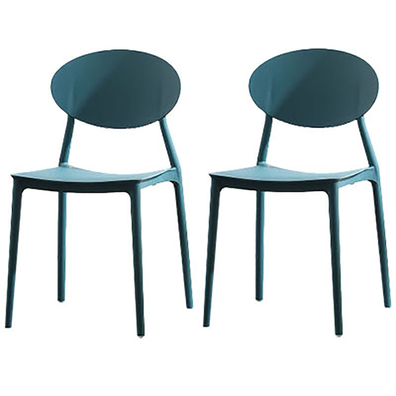 Silla contemporánea con respaldo abierto, silla lateral sin brazos con patas de plástico