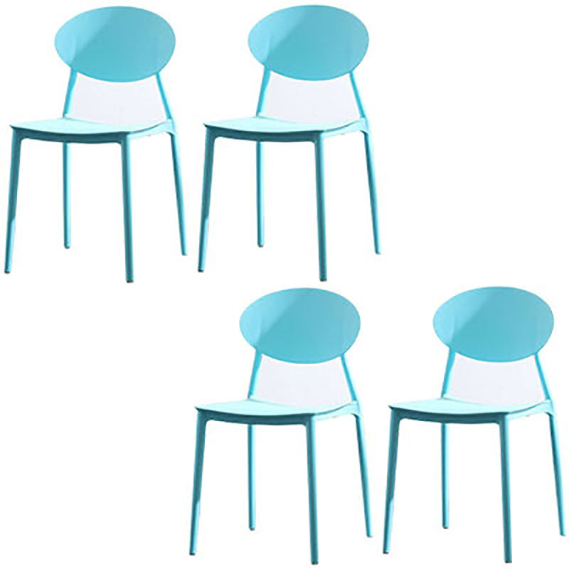 Silla contemporánea con respaldo abierto, silla lateral sin brazos con patas de plástico