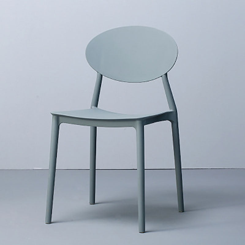 Silla contemporánea con respaldo abierto, silla lateral sin brazos con patas de plástico