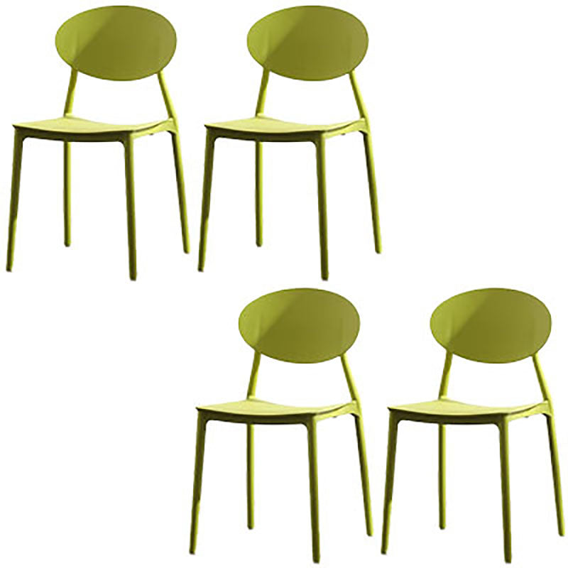 Silla contemporánea con respaldo abierto, silla lateral sin brazos con patas de plástico