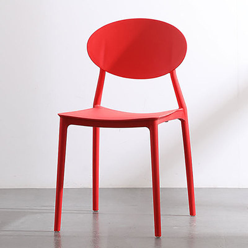 Silla contemporánea con respaldo abierto, silla lateral sin brazos con patas de plástico