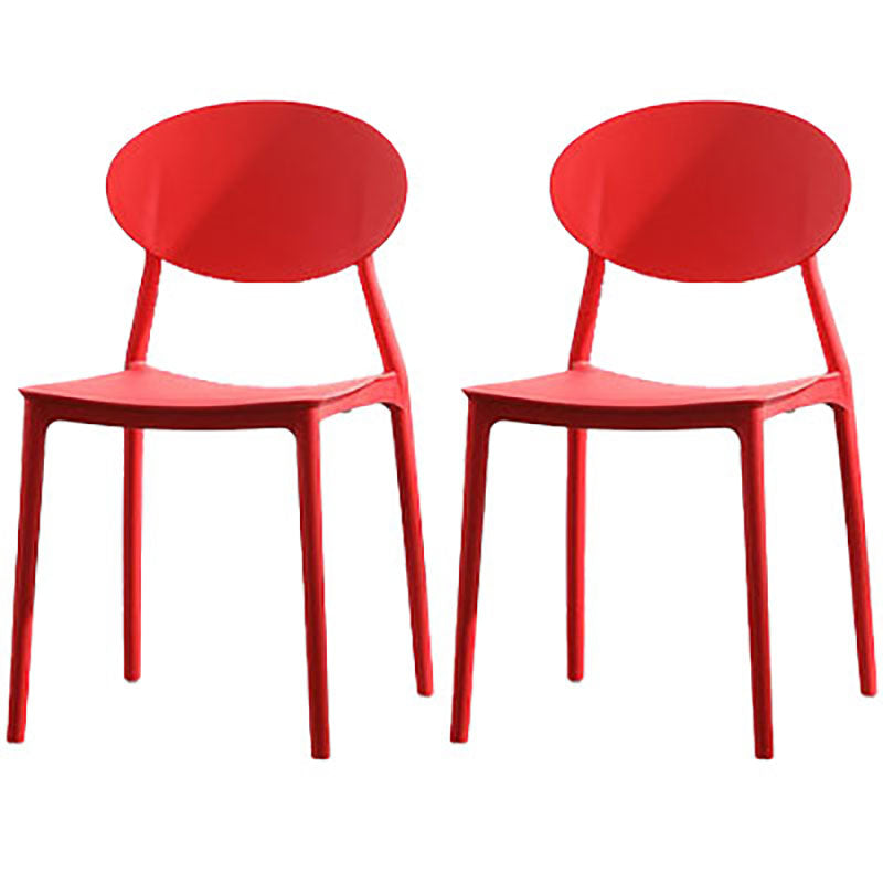 Silla contemporánea con respaldo abierto, silla lateral sin brazos con patas de plástico