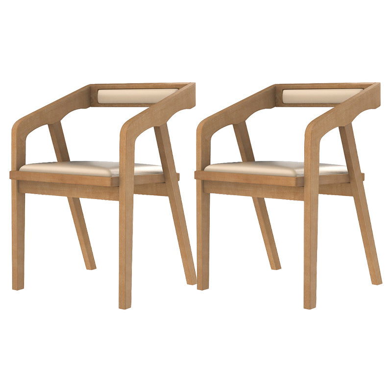 Silla contemporánea con brazo de comedor, silla lateral con patas de madera para cocina
