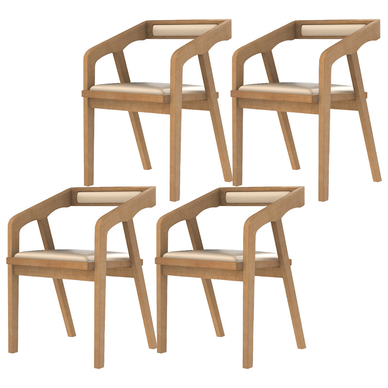 Silla contemporánea con brazo de comedor, silla lateral con patas de madera para cocina
