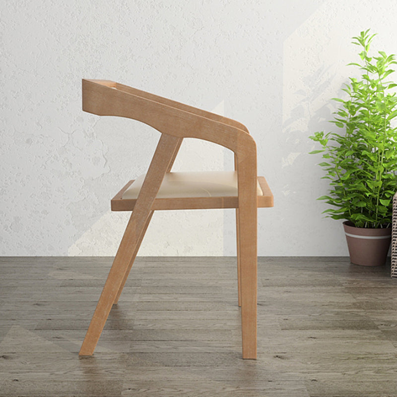 Silla contemporánea con brazo de comedor, silla lateral con patas de madera para cocina