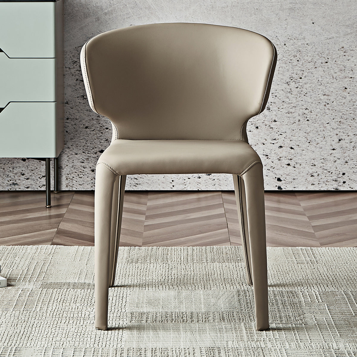 Silla de comedor moderna de piel sintética con respaldo lateral para uso doméstico