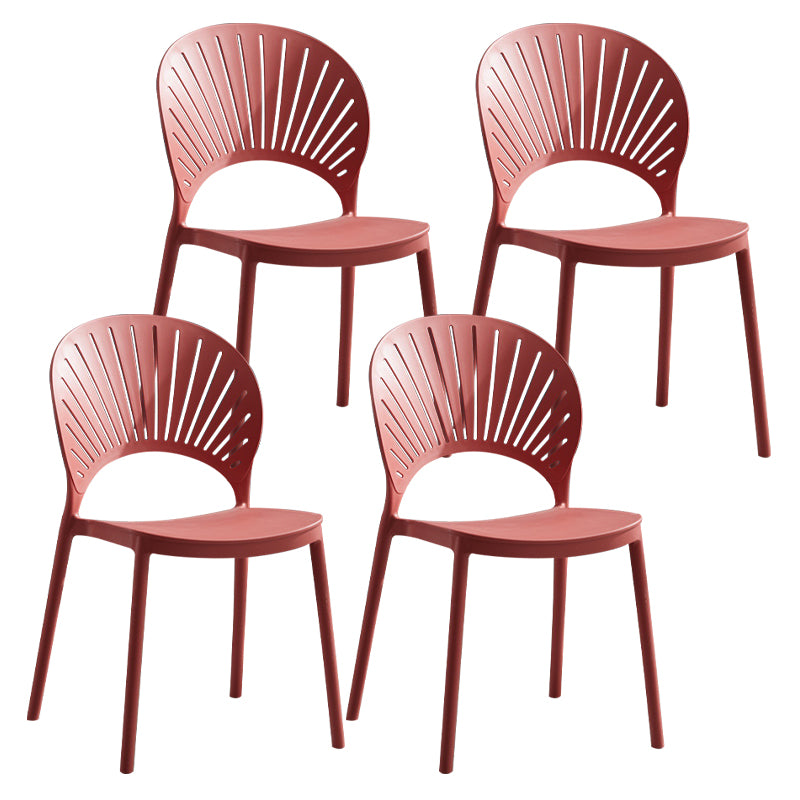 Silla de comedor escandinava de plástico, silla lateral con respaldo abierto para cocina