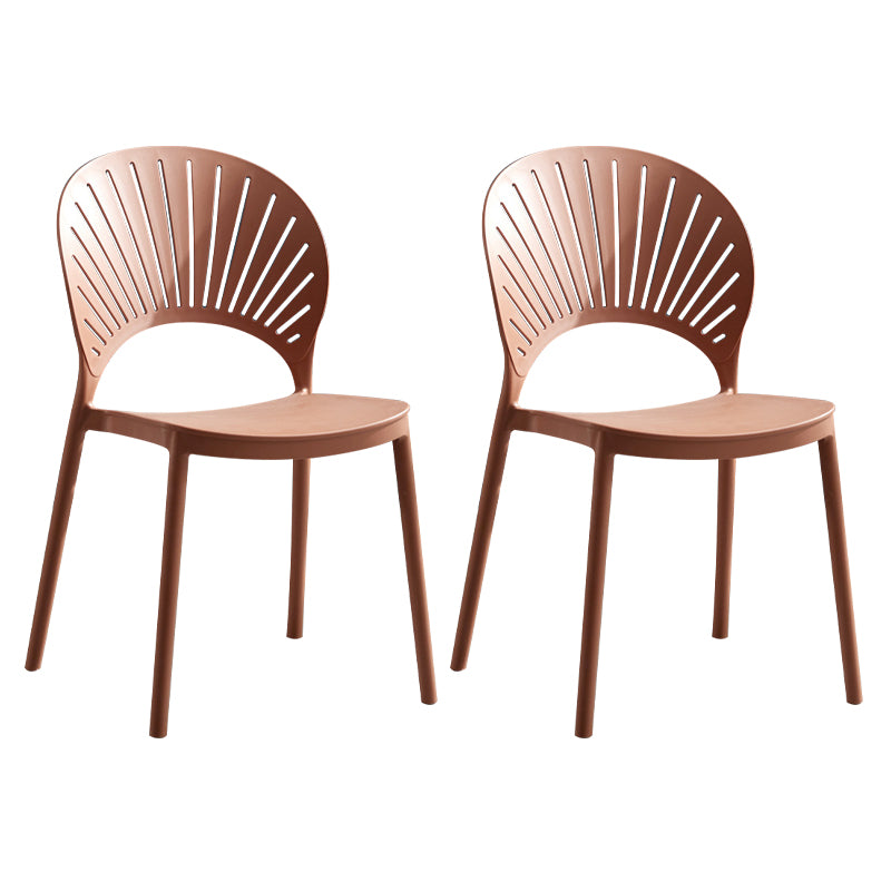 Silla de comedor escandinava de plástico, silla lateral con respaldo abierto para cocina