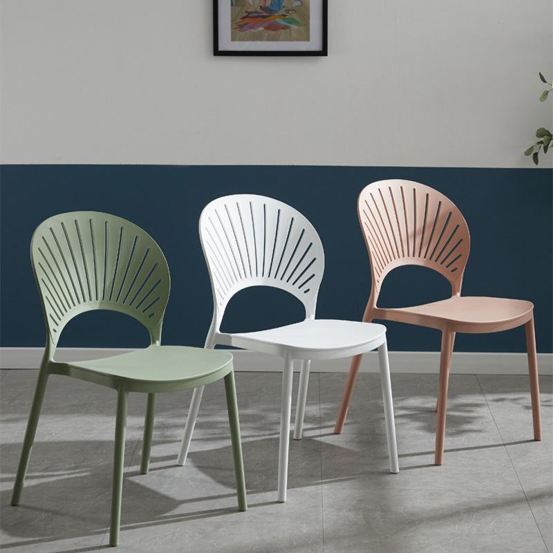 Silla de comedor escandinava de plástico, silla lateral con respaldo abierto para cocina
