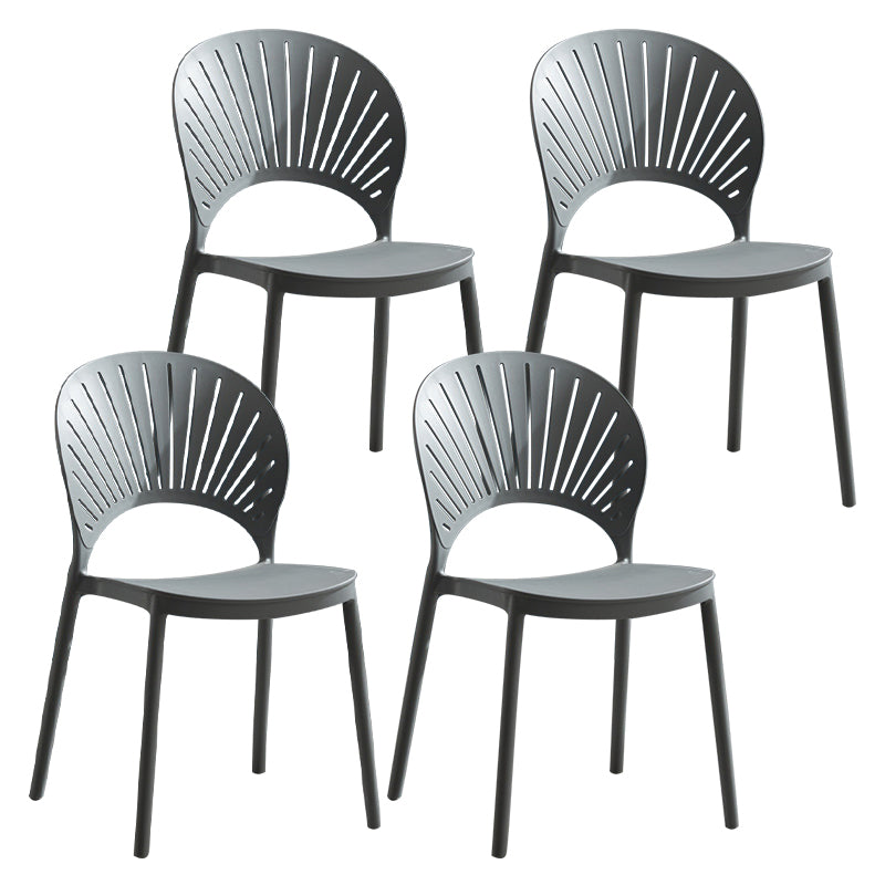 Silla de comedor escandinava de plástico, silla lateral con respaldo abierto para cocina