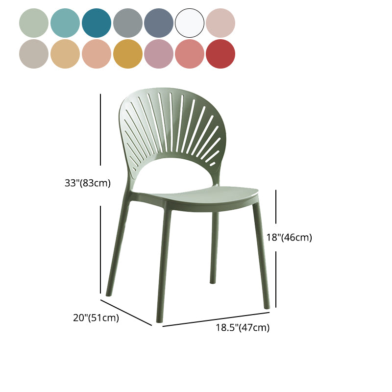 Silla de comedor escandinava de plástico, silla lateral con respaldo abierto para cocina