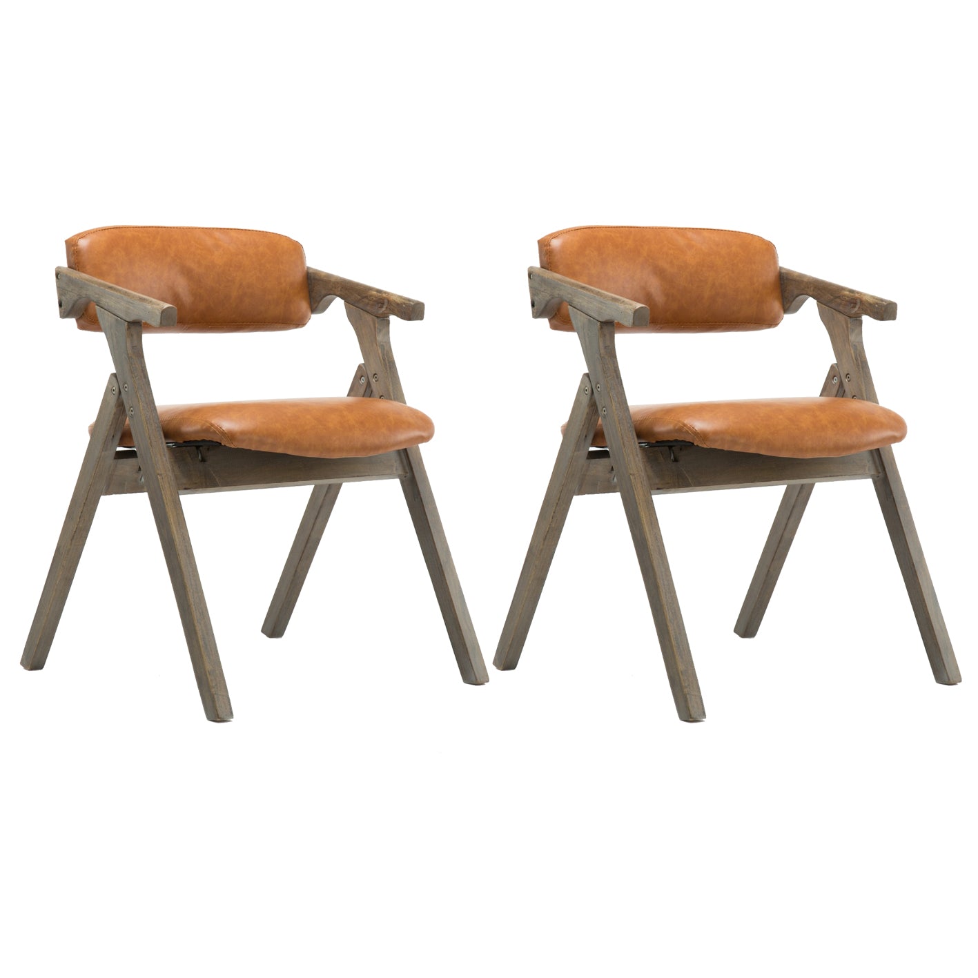Silla lateral plegable de cuero moderna, silla de comedor con respaldo abierto y acabado mate