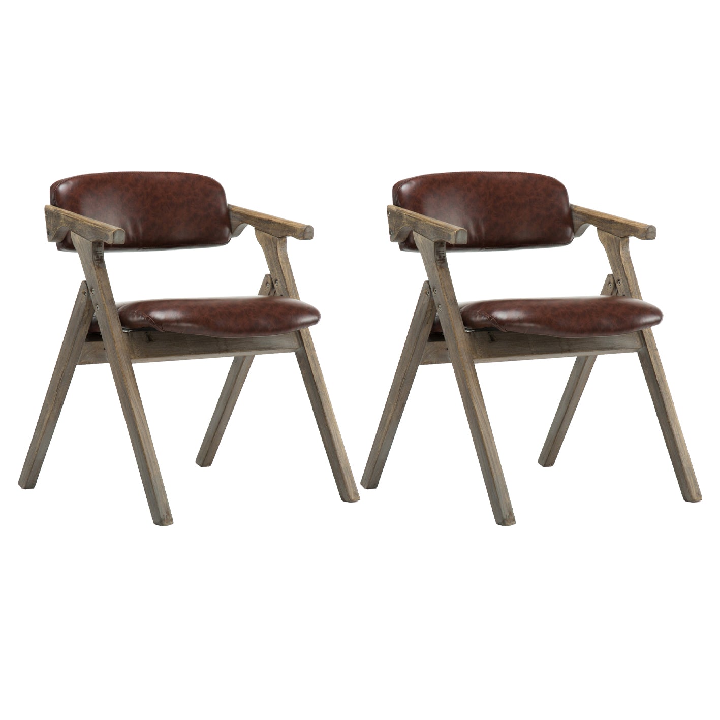 Silla lateral plegable de cuero moderna, silla de comedor con respaldo abierto y acabado mate