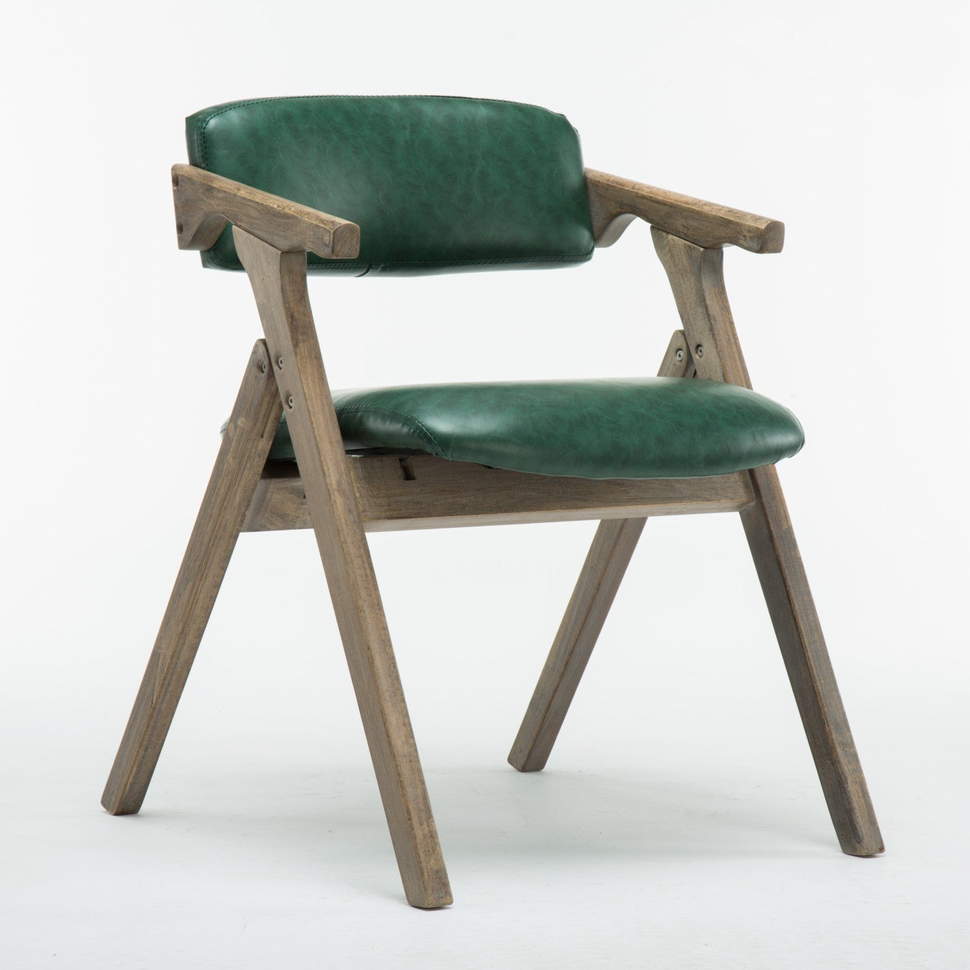 Silla lateral plegable de cuero moderna, silla de comedor con respaldo abierto y acabado mate