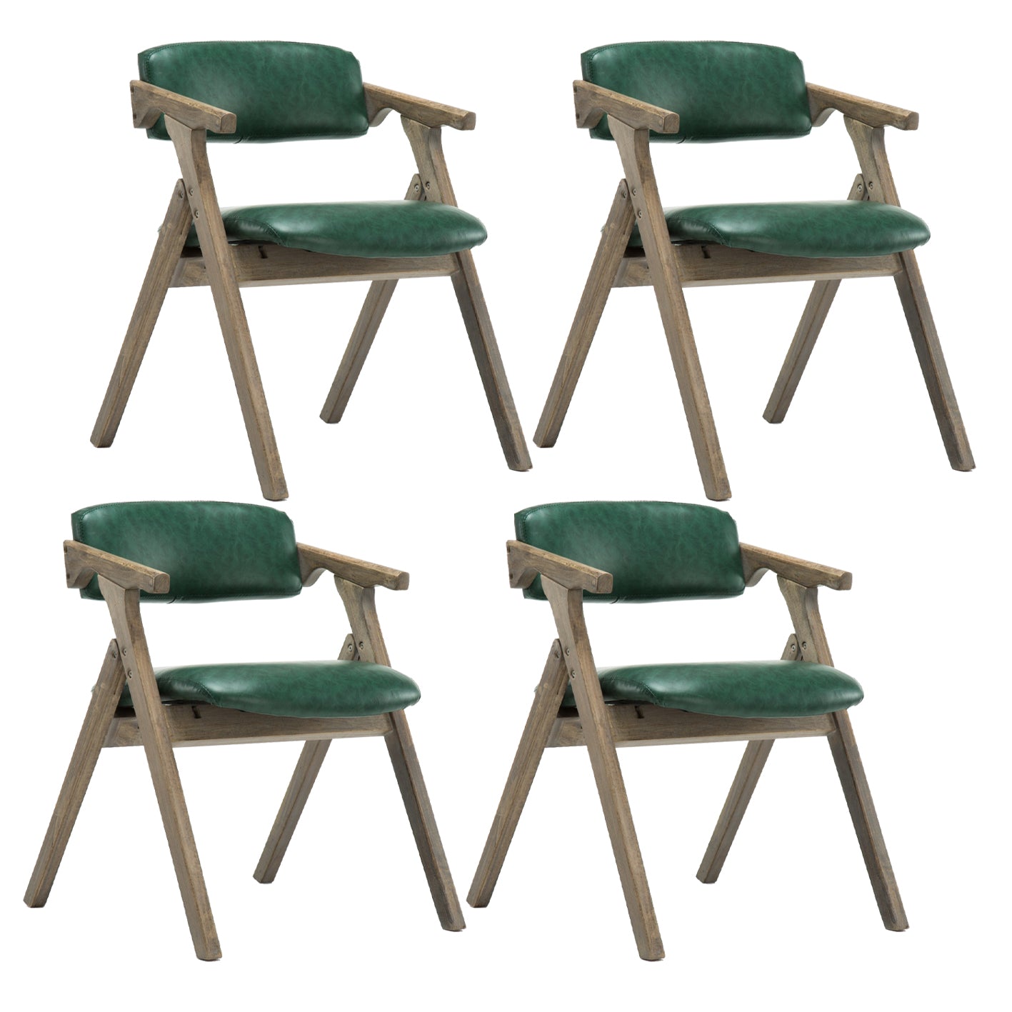Silla lateral plegable de cuero moderna, silla de comedor con respaldo abierto y acabado mate