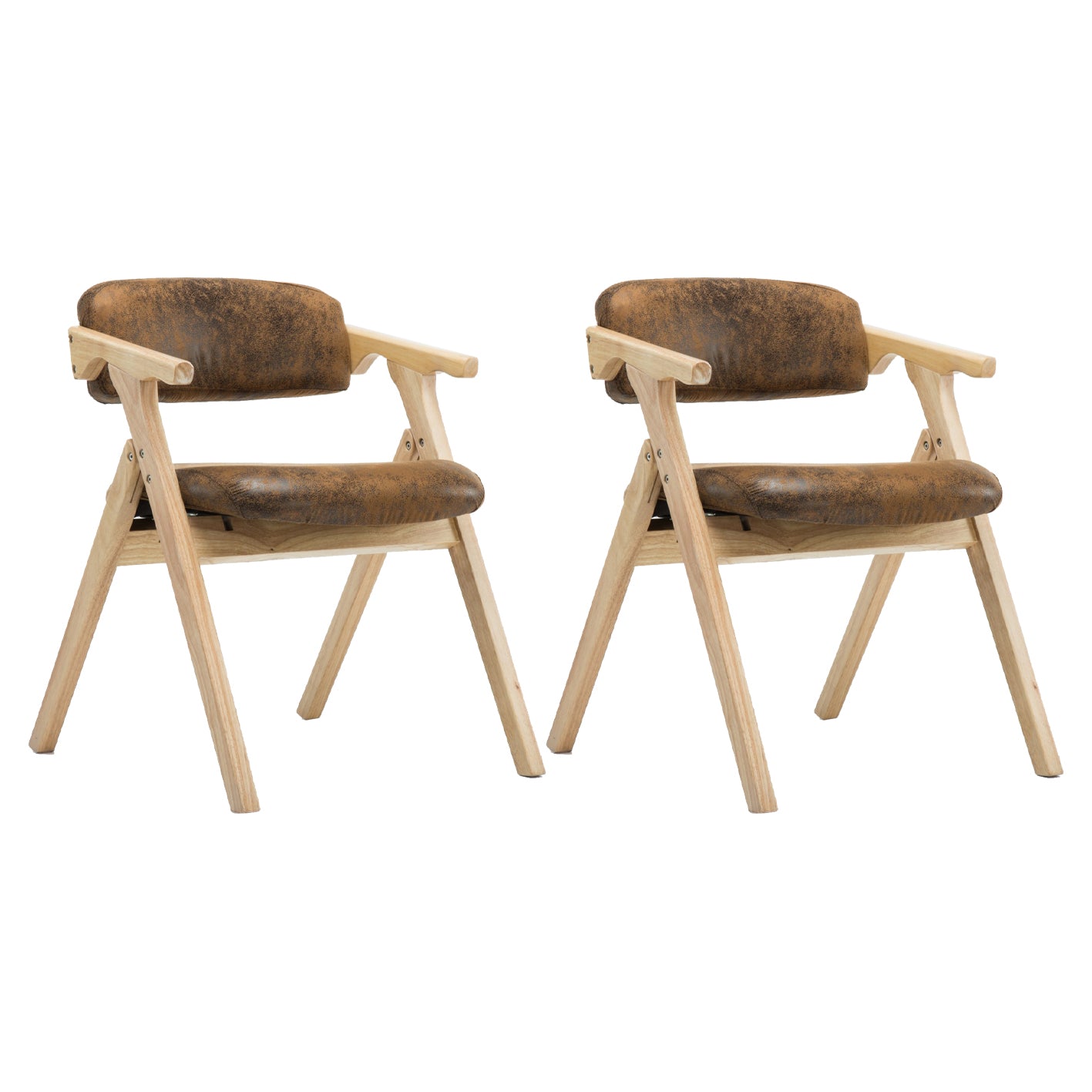 Silla lateral plegable de cuero moderna, silla de comedor con respaldo abierto y acabado mate