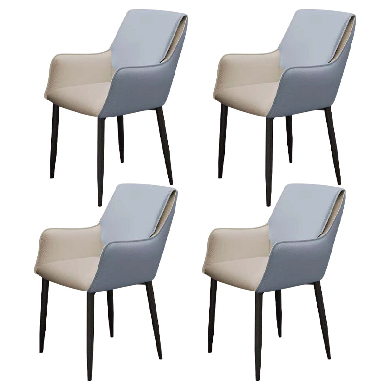 Silla de comedor con respaldo sólido y acabado mate de cuero moderno para sala de estar