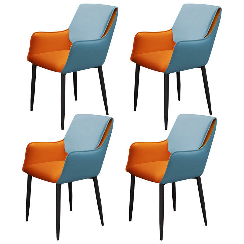 Silla de comedor con respaldo sólido y acabado mate de cuero moderno para sala de estar