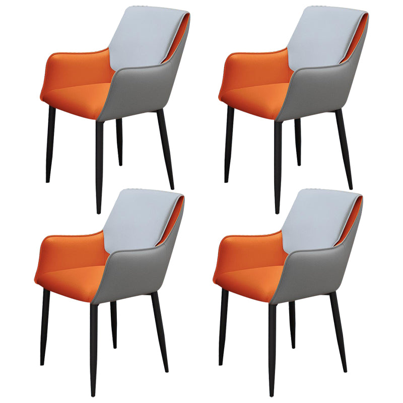 Silla de comedor con respaldo sólido y acabado mate de cuero moderno para sala de estar