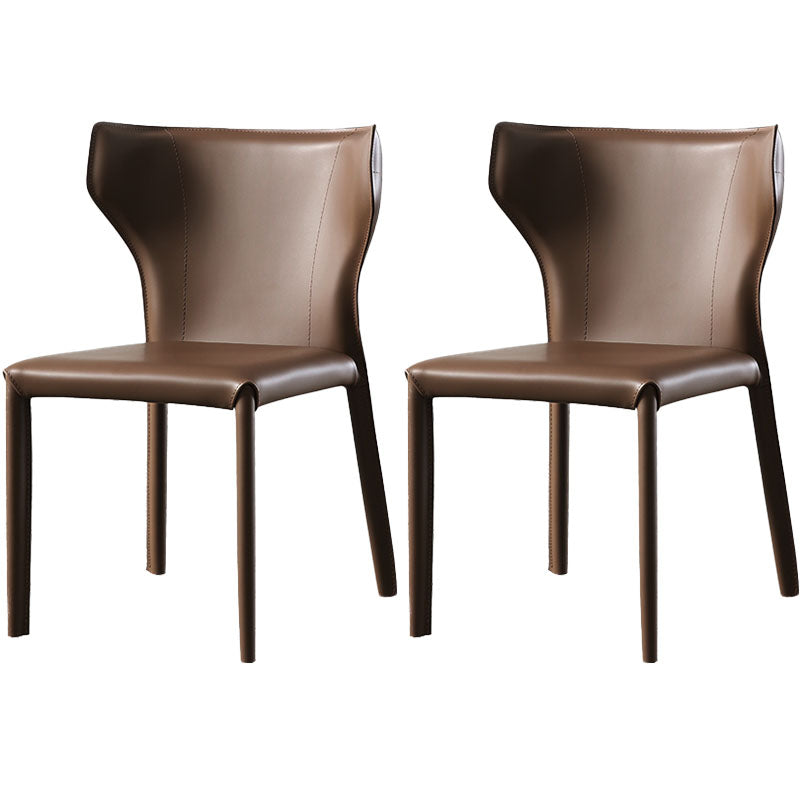 Silla de comedor de cuero moderna, silla lateral sin brazos con respaldo para uso doméstico