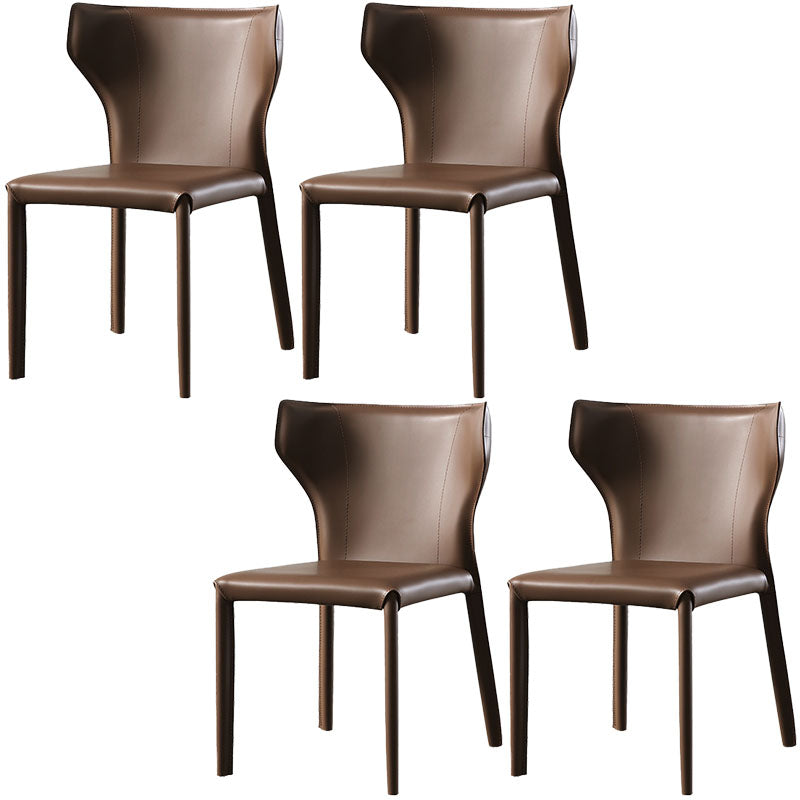 Silla de comedor de cuero moderna, silla lateral sin brazos con respaldo para uso doméstico