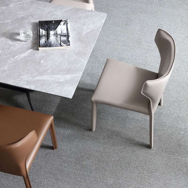 Silla de comedor de cuero moderna, silla lateral sin brazos con respaldo para uso doméstico