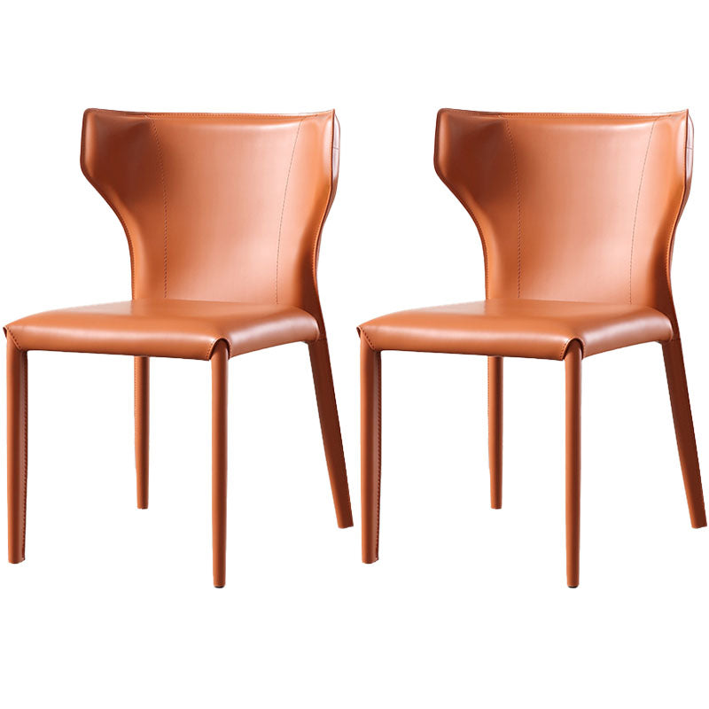 Silla de comedor de cuero moderna, silla lateral sin brazos con respaldo para uso doméstico