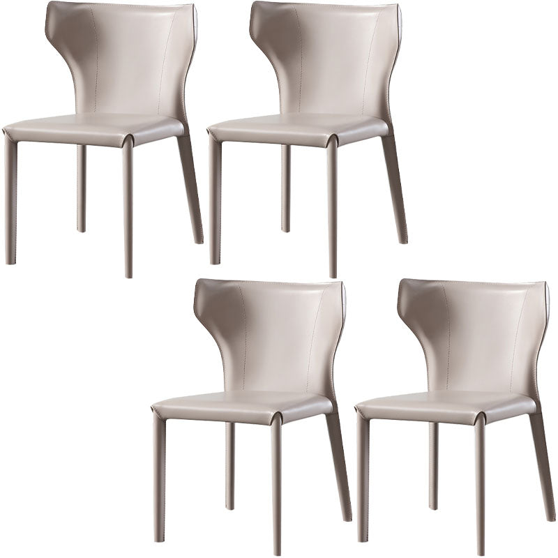 Silla de comedor de cuero moderna, silla lateral sin brazos con respaldo para uso doméstico
