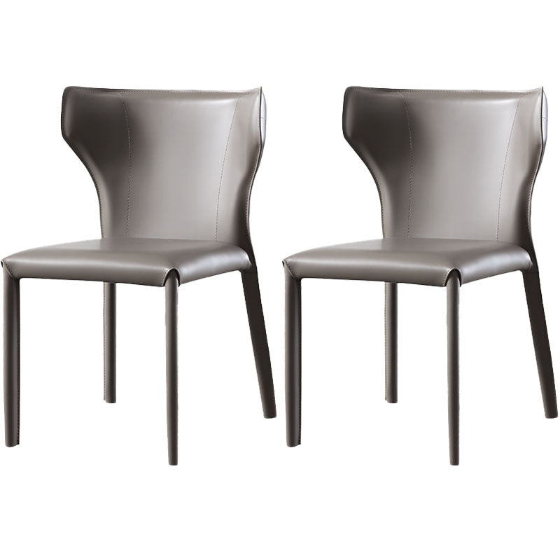 Silla de comedor de cuero moderna, silla lateral sin brazos con respaldo para uso doméstico
