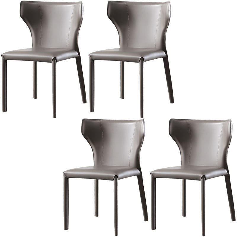 Silla de comedor de cuero moderna, silla lateral sin brazos con respaldo para uso doméstico