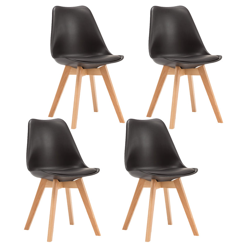 Sedia da pranzo in plastica moderna di faggio solido faggio, sedia da pranzo in plastica