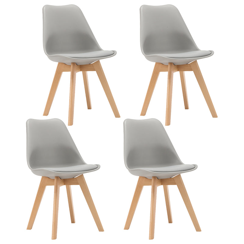 Sedia da pranzo in plastica moderna di faggio solido faggio, sedia da pranzo in plastica